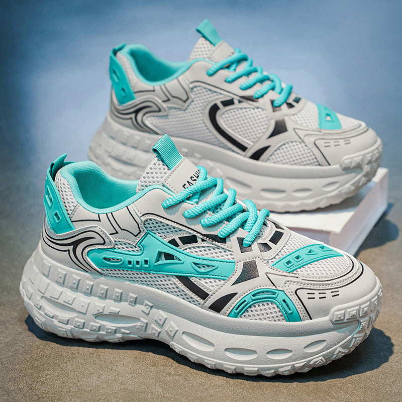 Men's shoes 2026 new summer breathable mesh casual anti-slip height increasing hong kong style trendy brand student sports dad shoes