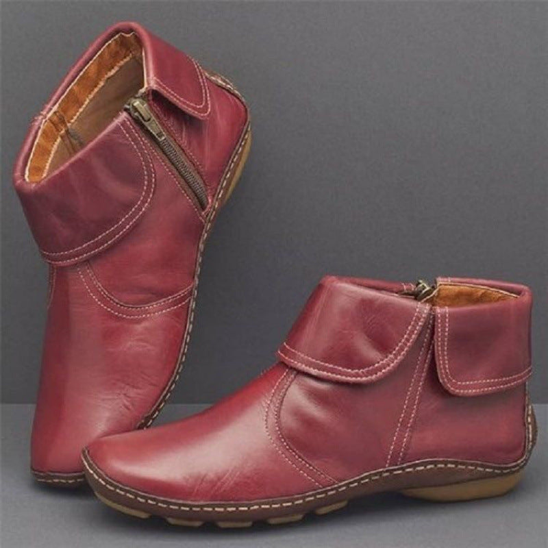 2023  women's shoes round head side zipper Martin boots women's boots casual women's leather boots large size
