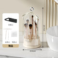 Rotating, dustproof eyebrow pencil organizer with lid - makeup brush storage container, hangable cosmetic cleaning and storage box