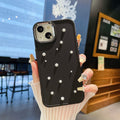 Suitable for apple 16pro metal photo frame small pearl mobile phone case iphone7p/xr all-inclusive pure color protective case
