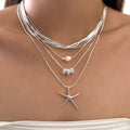 Starfish multi-layer necklace wholesale european and american cross-border cool jewelry women's versatile retro niche necklace necklace accessories