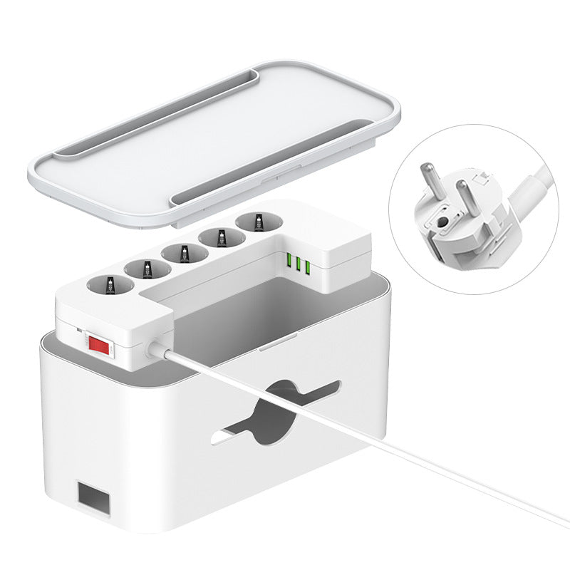 Lidenuo  multi-functional desktop socket storage box, British standard, US standard, Australian standard, with cable tractor board storage box