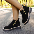 cross-border round toe side zipper martin boots ankle boots chunky heel new autumn/winter plus size women's ankle boots for export