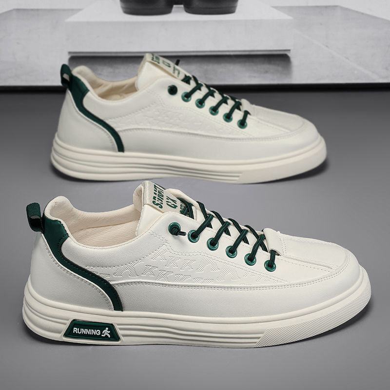 2025 new winter men's breathable white sneakers, athletic casual skate shoes, trendy ins style, youth loafers