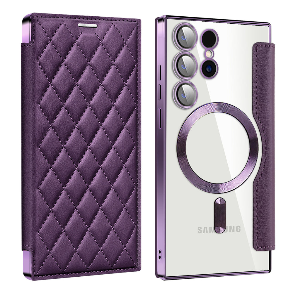 Suitable for a36 samsung s26ultra ya shield small fragrance magnetic leather case mobile phone case s24 all-inclusive flip protective cover