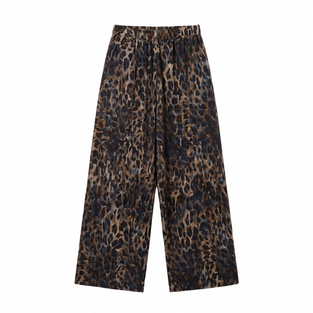 Retro leopard print high waistloose pants women's drapedloosemoppants street trend slimming look breathable casual pants