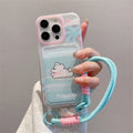 Suitable for apple 16pro creative lanyard card holder mobile phone case iphone11/14 cartoon puppy tpu protective cover