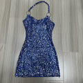 Export supply haltersexy waist sequin short skirt performance nightclub suspender ultra-short dress