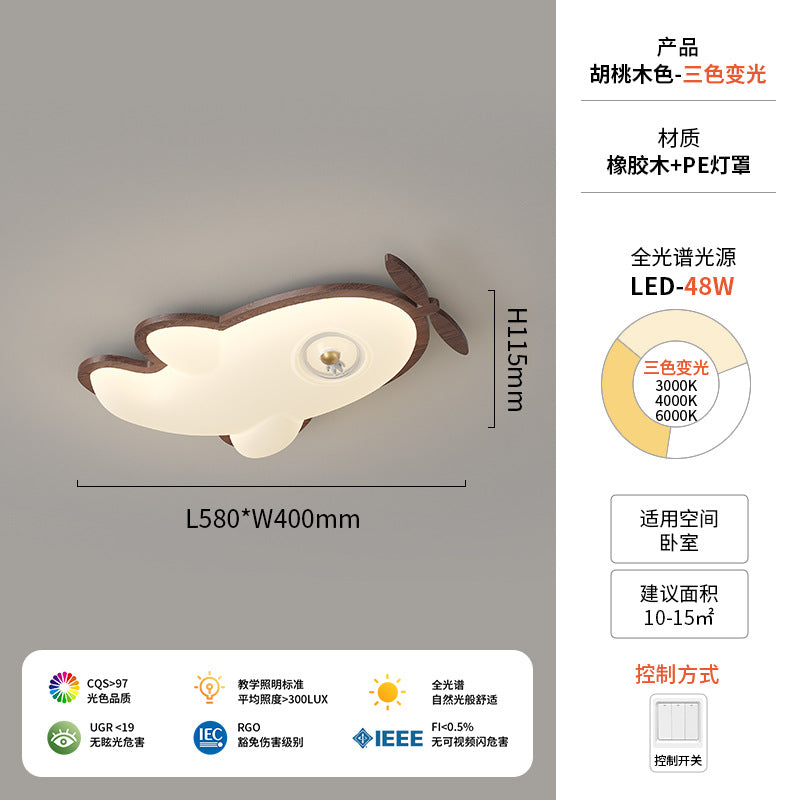 Walnut ceiling light cream antique children's room light creative modeling intelligent lighting warm bedroom light