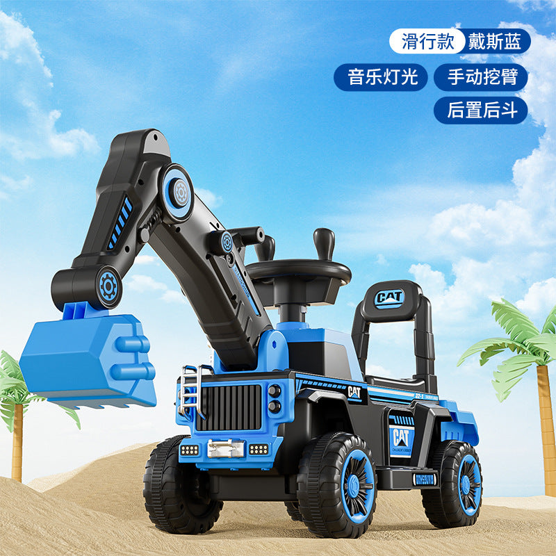 New children's excavator electric seated four-wheeled car large toy excavator baby remote control excavator