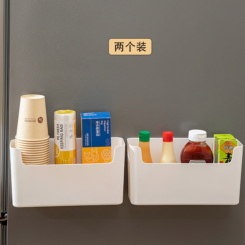 Kitchen seasoning, bathroom tissue sundries storage box, plastic refrigerator side multi-functional plastic wrap wall-mounted storage box