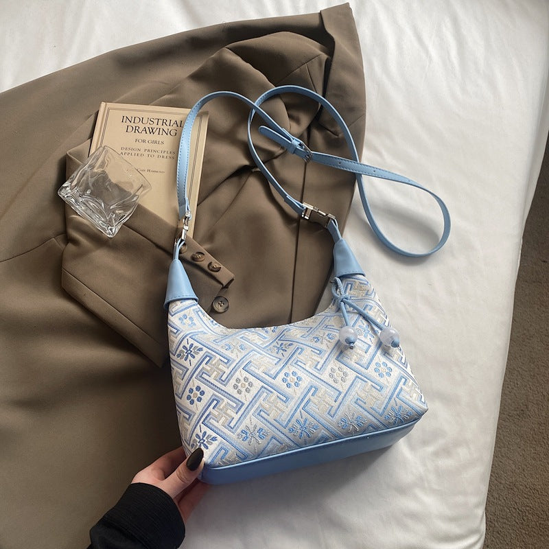 Foreign trade new Chinese portable small bag women's 2025 new Guofeng one-shoulder dumpling bag high-end versatile messenger bag