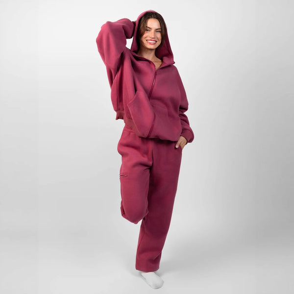 Hooded Zipper Cardigan Jacket Pants Set Women's Autumn and Winter Loose Casual Sweater Running Fitness Sports Two-piece Set