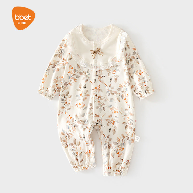 Babibele baby onesie - seamless spring/autumn newborn cotton romper - unisex infant & toddler crawling suit