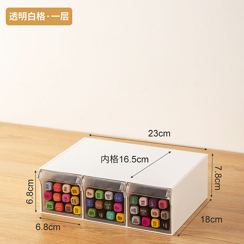 Japanese style INS desktop Jiugong grid storage box sticker marker stationery storage box drawer type multi-layer compartment