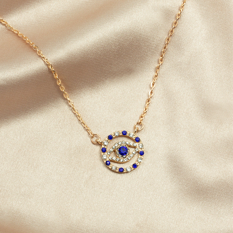 Wish new cross-border e-commerce jewelry full diamond devil's eye necklace fashion gold-plated clavicle chain pendant for women wholesale