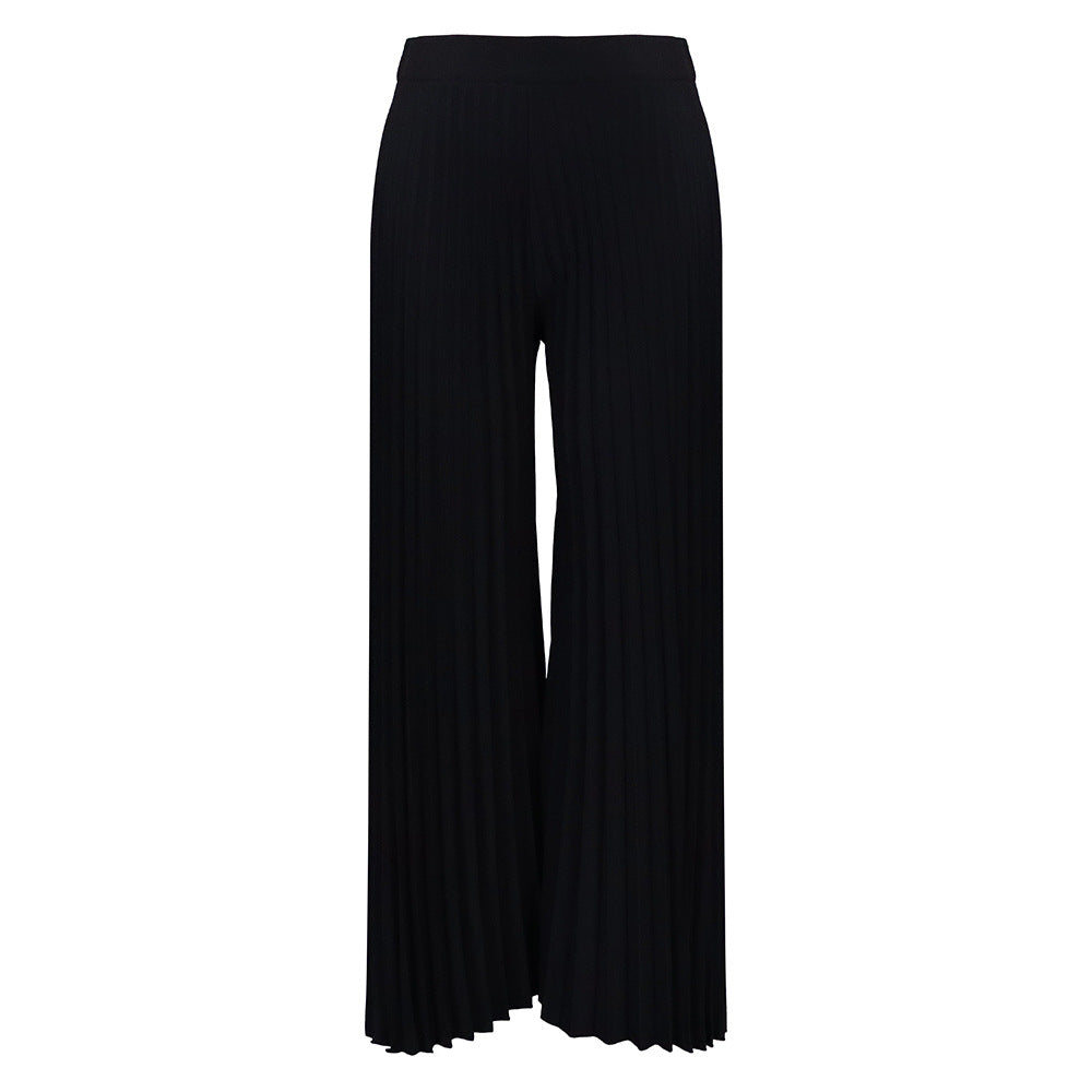 C8536 cross-border independent station new arrival summer european and american women's fashion elegant pleated pants high waistexport wide leg pants