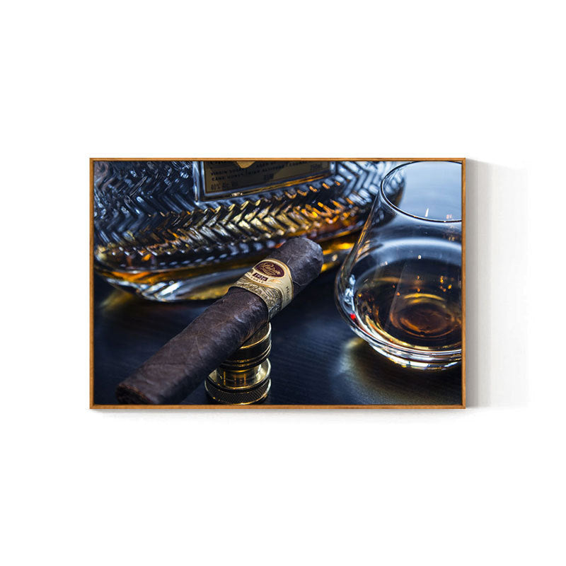 Cigar bar hanging painting American bar high-end club nightclub box wall decoration painting whiskey tobacco and alcohol shop mural