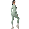 European and american quick-dry seamless zip-up workout set: high-waisted, butt-lifting yoga pants for women, perfect for outdoor running and fitness