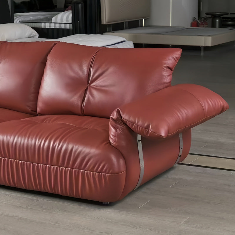 Foshan furniture longjiang casual straight row sofa first layer cowhide art sofa living room accessible luxuryclassy genuine leather sofa