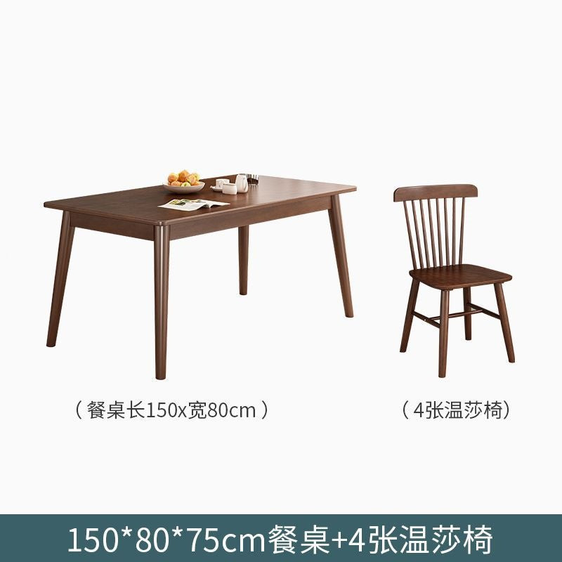 Minimalist home square solid wood dining table walnut color table dining table and chair set solid wood dining table and chairs