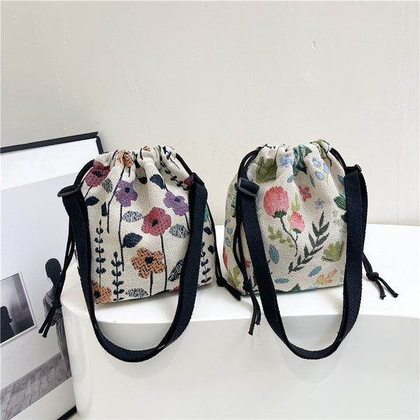 Trend Fashion Printed Versatile Commuter Bucket Bag Female Personality ins Embroidery Foreign Style Design Temperament Messenger Bag