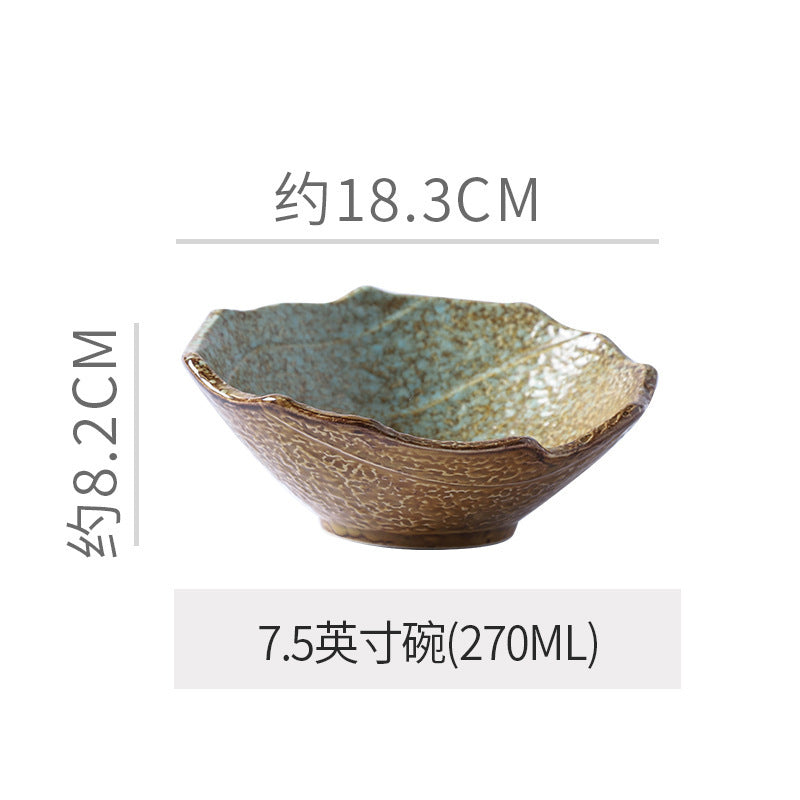 Japanese retrostylish bowls and plates hotel tableware combination kiln ceramic western dinner plate sushi plate steak plate suit