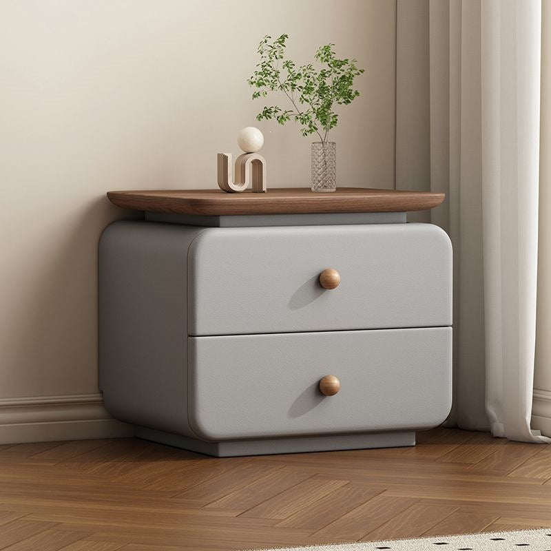 Installation-free cream small bedside table casualfor home modern new arrival bedroom leather storage bedside table