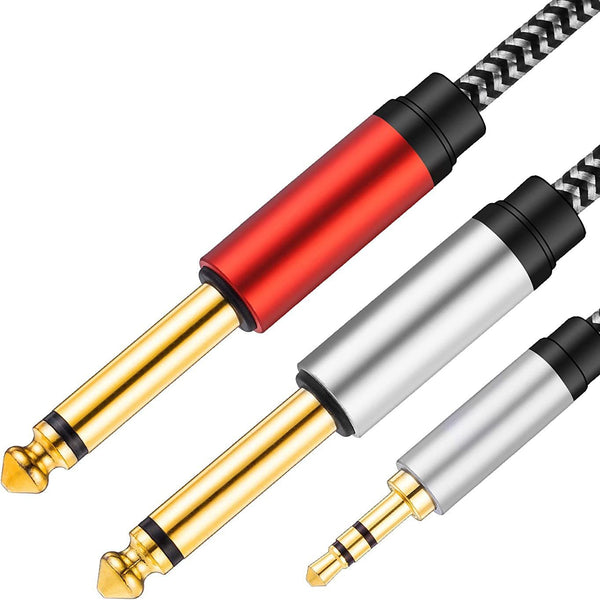3.5 to dual 6.35 audio cable, one minute and two male to male, mobile phone mixer power amplifier audio cable