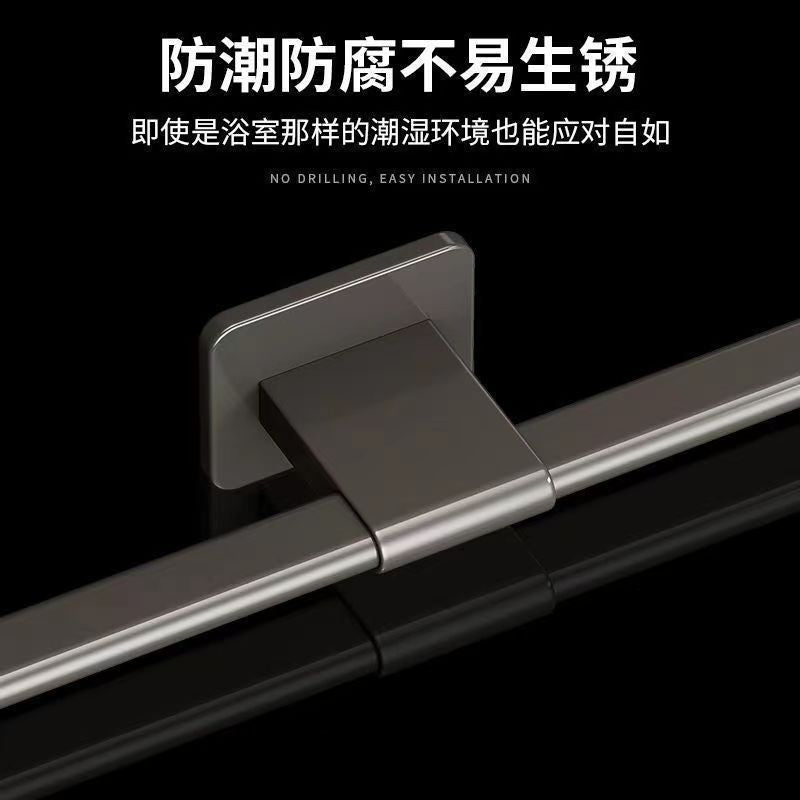 Gun gray towel rack bathroom punch-free storage rack bathroom wall-mounted bilateral single pole simple towel rack normcore