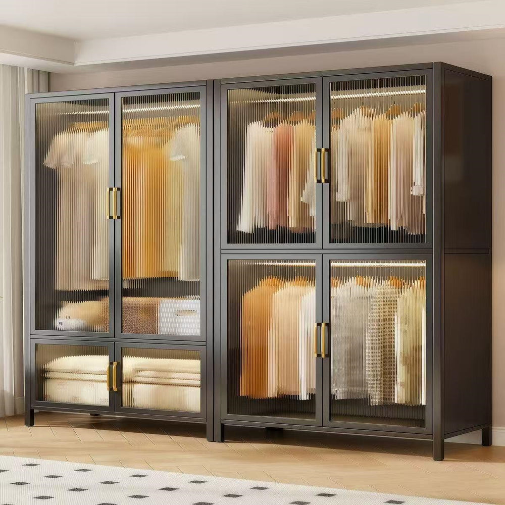 Large capacity steel wardrobe bedroom for home wardrobe rental metal floor standing clothes rack simple assembly storage cabinet