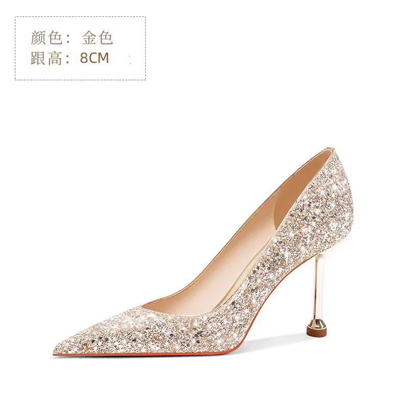 French crystal wedding shoes for women, new autumn 2024 bridal shoes, convertible high heels for wedding dress, bridesmaid sequin shoes