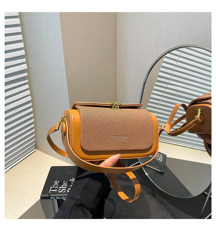 Cross-border high-end light luxury retro bag women's 2025 new niche contrasting color shoulder messenger bag commuter small square bag