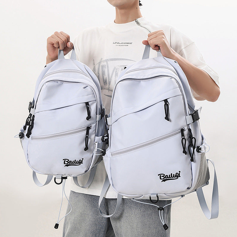 Backpack k-style pure color couple large and small travel backpack student large capacity water-repellent lightweight backpack wholesale