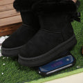 cross-border winter new arrivalfleece-linedthickenedplus size snow boots thick sole fur bow bowsheattech short boots for women