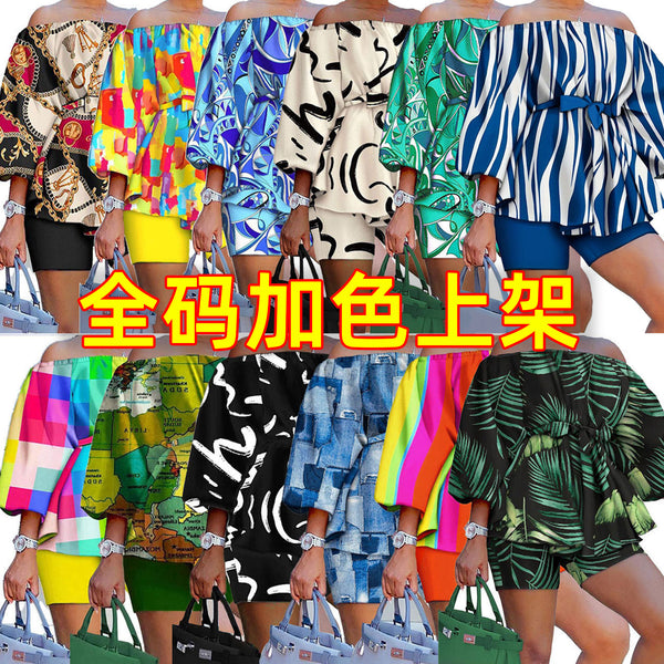 ZQS10306 hot-selling European and American sexy large-size printing sets, nightclub clothes