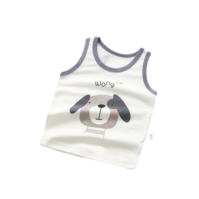 Boys' undershirts, baby hurdle-proof cotton tank tops, summer pajamas, unisex kids' loungewear, sleeveless undershirts