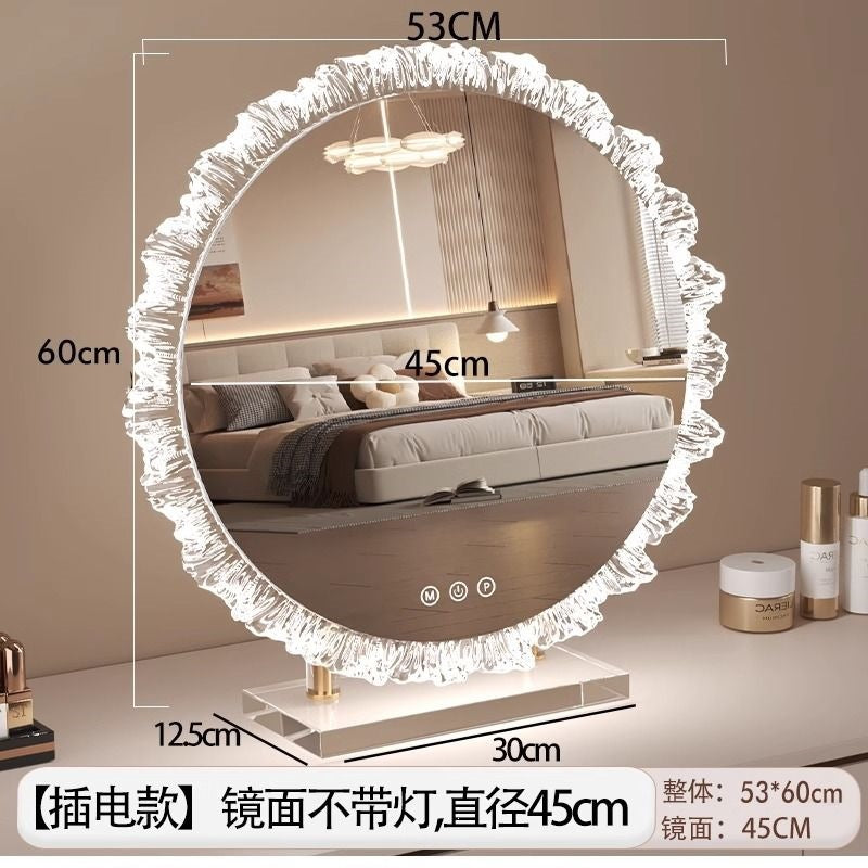 Crystal smart acrylic base makeup mirror with led light - desktop vanity mirror for bedroom