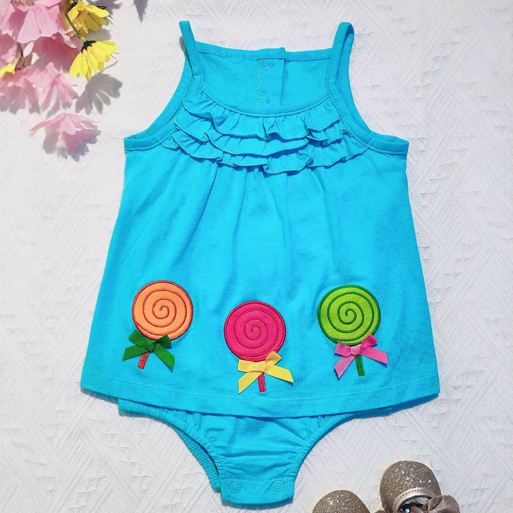 Export original order pure cotton baby girl one-piece triangle summer sleeveless embroider lollipop new arrival category a romper