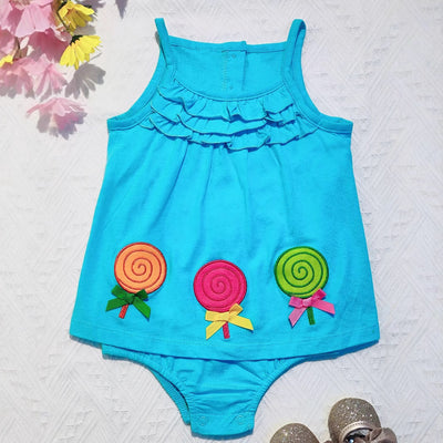 Export original order pure cotton baby girl one-piece triangle summer sleeveless embroider lollipop new arrival category a romper
