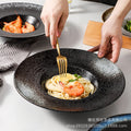 Japanese-style ceramic straw hat plate - hotel & restaurant pasta plate, large soup plate, home dinner plate, display plate - wholesale