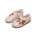 Girls' fleece-lined leather shoes, autumn/winter , double-layer cotton campus flats, loafers, princess shoes for girls