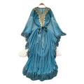 Fashionfashionableheavy industrylacepatchworkv neckbat sleeve strap waist dress women's vacation style tassel long skirt