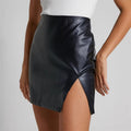Fashion size pu leather short skirt for women, cross-border independent station nightclub women's hip skirt slit zipper style