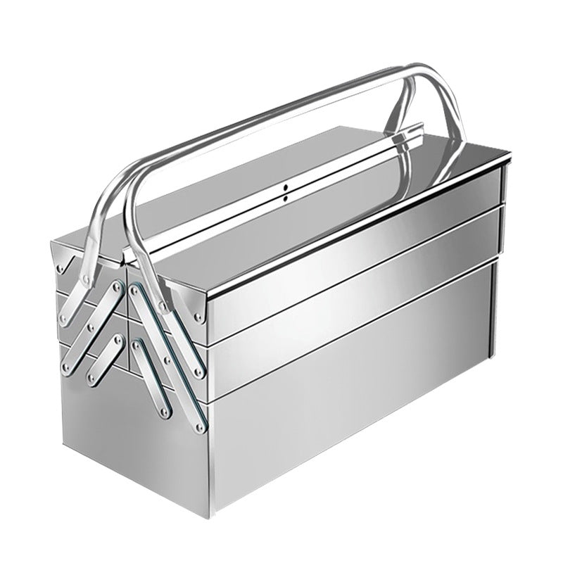 Stainless steel tool box Household three-layer folding tipping bucket box Thickened portable industrial-grade multi-functional tool storage box