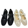 Za autumn new arrivals 2025: modern chinese style 3cm heel breathable lace hollow-out flats with bow detail – perfect for skirts and dresses