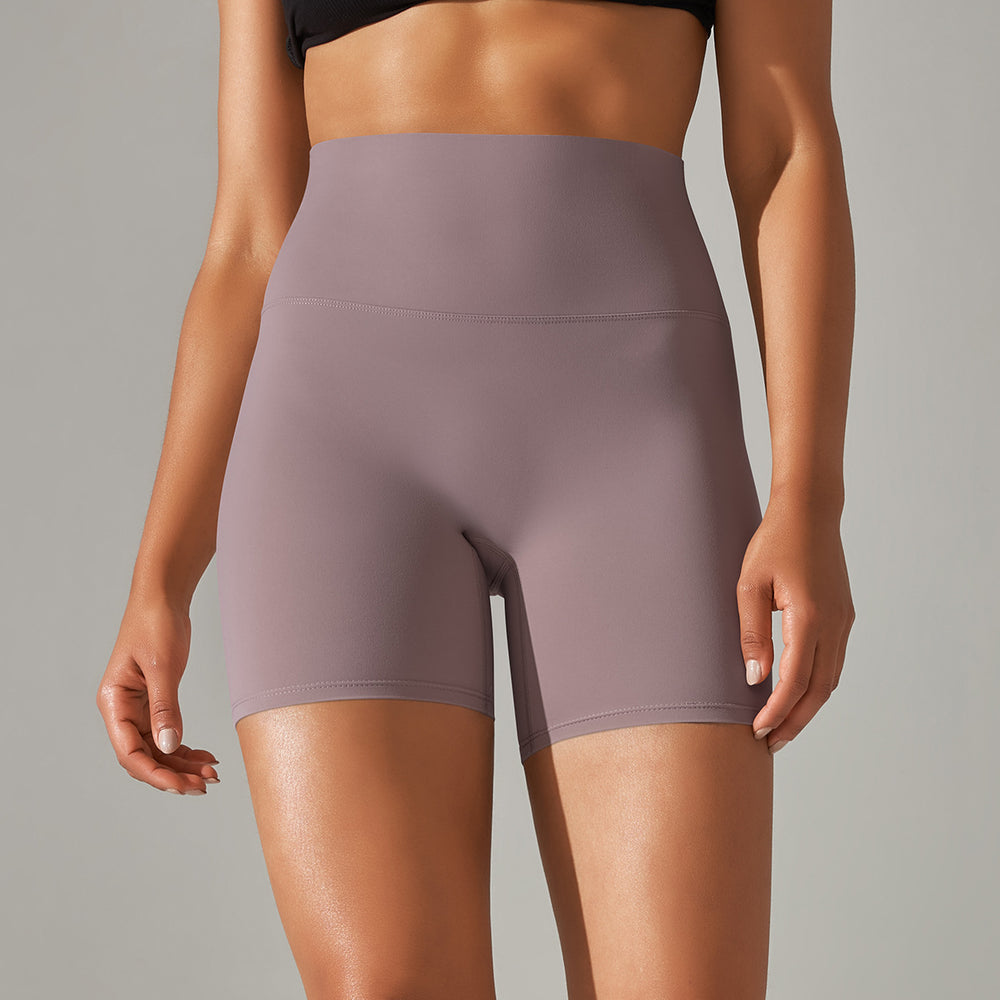 New arrival no awkward line nude high waist yoga pants women's double-sided brushed peach butt tight sports three-quarter pants