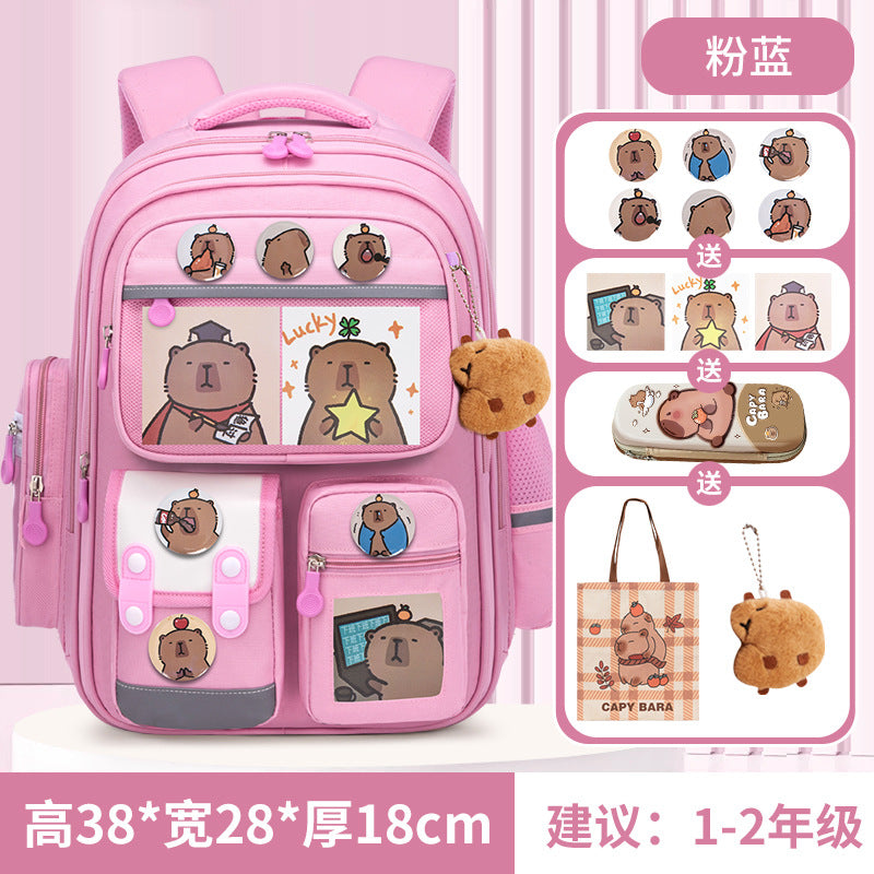 Kapibara new primary school bag, men's and women's 1-3-6 grades, light spine protection, large-capacity children's backpack