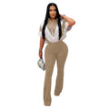 C7306 cross-border   fashion women's casual slim-fit activewear short sleeve top and pants set - new