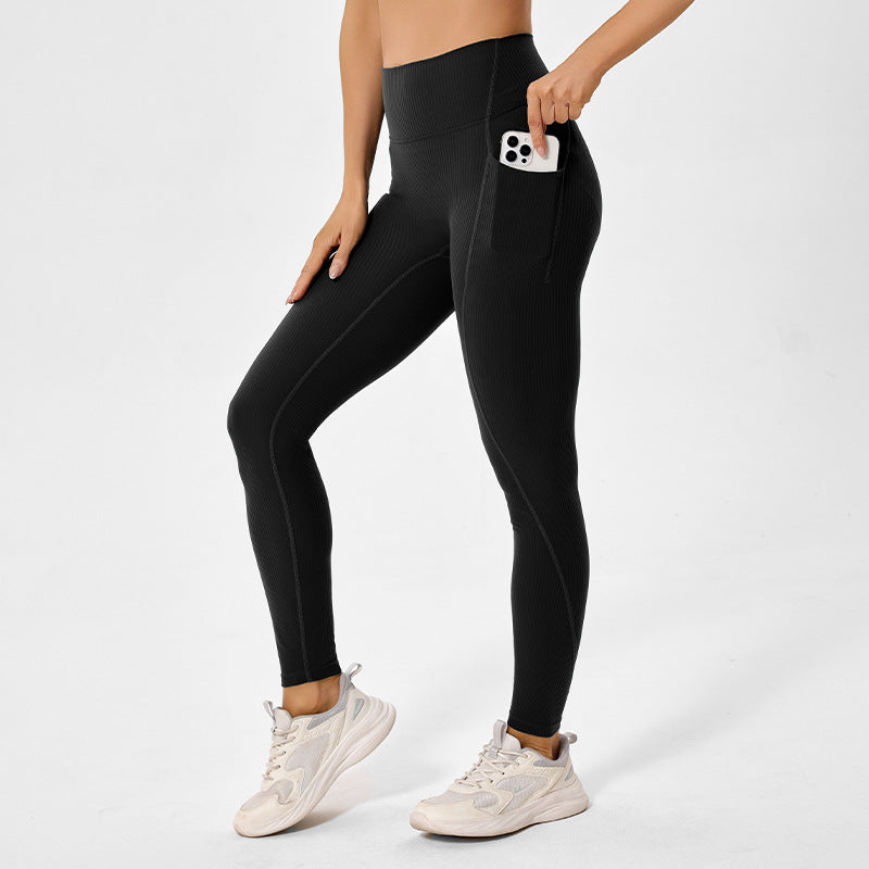 Jinke environmental-friendly renewable pitted fabric hip lifting and abdominal tightening peach yoga wear high waist sports fitness wear suit